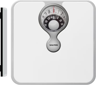 Weegschaal - Personenweegschaal mechanische weegschaal - 133kg capaciteit - vergrootlens - badkamer - afleesbaar - geen batterijen - wit