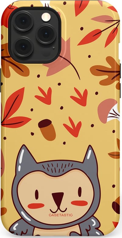 Casetastic hoesje geschikt voor Apple iPhone 12 Pro Max - MagSafe - Dubbellaagse bescherming - Uil in het woud - Fashion Case - Goud Terracotta Zand Rood