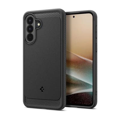 Spigen Hoesje Geschikt voor Samsung Galaxy A37 - Rugged Armor Case - Carbon Back Cover met Air Cushion - Matte Zwart