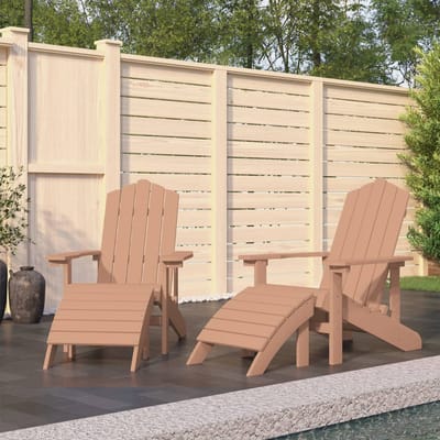 vidaXL - Tuinstoelen - 2 - st - Adirondack - met - voetensteunen - HDPE - bruin