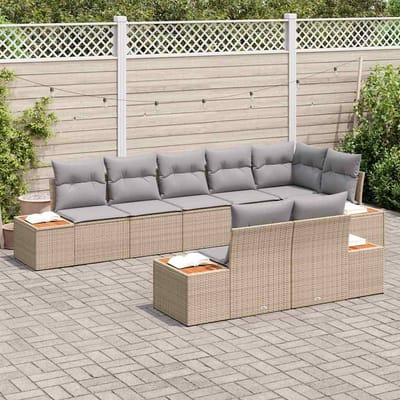 vidaXL - Tuinbank - Set - 8 - st - 8-Aantal - zitplaatsen - Beige - en - Lichtgrijs