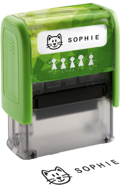 Tekststempelmachine 'Jouw Spullen Stempel', groen