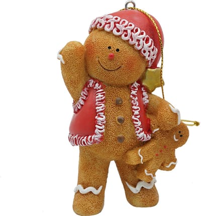 Clayre & Eef Kersthanger Gingerbread man 6x4x9 cm Bruin Polyresin