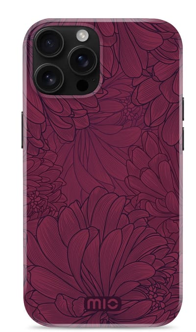 Mio by Mobilize Hoesje geschikt voor Apple iPhone 16 Pro Max MagSafe Telefoonhoesje Hardcase | Mio by Mobilize Backcover | Geschikt voor MagSafe | Geschikt voor Draadloos Opladen met Magnetische Ring | Geschikt voor MagSafe Case - Berry Blooms | Rood