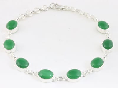 Hoogglans zilveren armband met jade