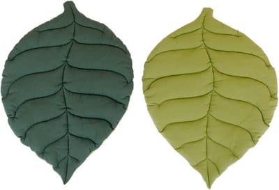 LISM-Bladvormig huisdiermatje, dubbelzijdig ontwerp, matras Geschikt voor katten en puppy's, ultrazacht katoenen draagbaar slaapmatje Geschikt voor op de camping, Geschikt voor katten en kleine tot middelgrote honden (groen blad, 68x48 cm, 1 stuk).