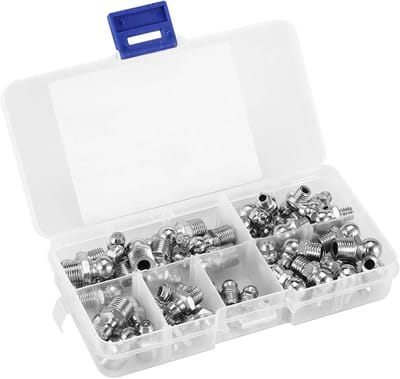 Vetnippel Assortiment - Zerk Fittingen - Mechanisch Smeren - Hoge Temperatuur Bestendig - 45 Stuks - Metaal