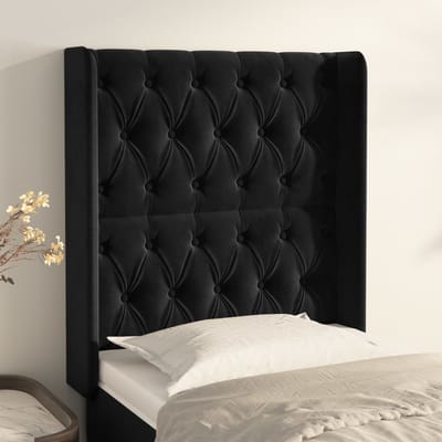 vidaXL - Hoofdbord - met - randen - 83x16x118/128 - cm - fluweel - zwart