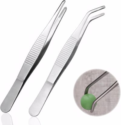 2 Stuks Gebogen en Rechte RVS Pincetten van 14 cm voor Elektronica, Laboratoriumwerk, Knutselen en Aquaria