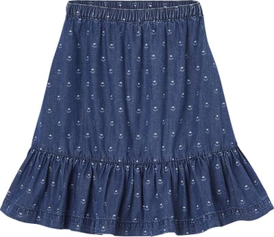 Vertbaudet Halflange rok met ruche van licht denim