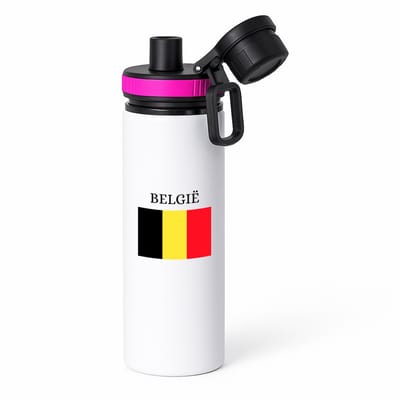 Hacebo® - Belgie waterfles met draaidop roze - Brussel - Belgen - embleem Belgische vlag - toeristen - water fles - 850ML