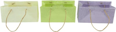 Cadeauzakjes geweven met hengsels groen, geel, paars 20×10×10cm 6st, 6