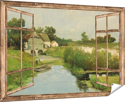 Gards Tuinposter Doorkijk Zomerdag - Johan Hendrik Weissenbruch - 180x120 cm - Tuindoek - Tuindecoratie - Wanddecoratie buiten - Tuinschilderij