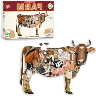 Boerderij Puzzel - Legpuzzel Dieren - Leren Spelen - Uniek Gevormd - 36 x 24 inch - Veelkleurig