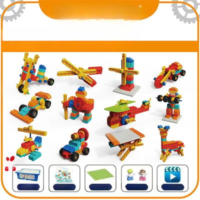 Science and Education Gear Building Blocks Children's Variety Engineering Mechanical Combination Boys and Girls Early Education Toddler Toys orange
