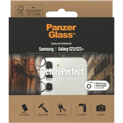 PanzerGlass Screenprotector geschikt voor Samsung Galaxy S23 Plus Glazen | PanzerGlass PicturePerfect Camera Protector - Case Friendly