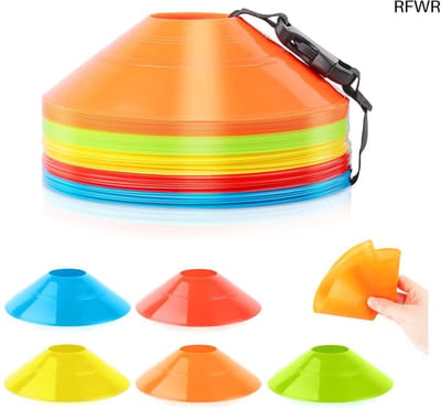 RFWR® Voetbalhoedjesset - 50 Stuks in 5 Kleuren - Markeringshoedjes voor Sporten zoals Voetbal, Hockey en Handbal