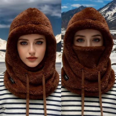 3-in-1 Pluche Fleece Balaclava Capuchon Gezichtsmasker Winddichte Thermische Nekwarmer Voor Winter Buiten Straatkleding