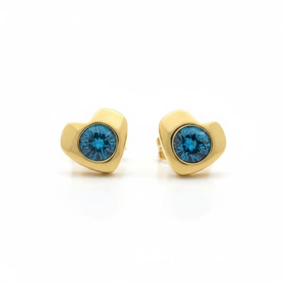 Aramat Jewels | Oorbellen | Blauwe Zirkonia Hartjes Oorbellen | | | |8mm | Staal | Kinderen, Volwassenen | Verkleurd niet