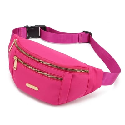 Roze rood heuptas dames en heren minimalistische heuptas verstelbare band met gesp meerdere rits vakken compact crossbody heuptasje met voorvak en goudkleurige ritsen voor dagelijks gebruik reizen en casual outfits