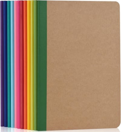 Notitieblokken met Regenboogrug, Set van 12 Notitieboekjes, Reisdagboek met Kraftkartonnen omslag, Schetsboek Notitieboek, 60 Pagina's voor School, Kantoor of Studenten