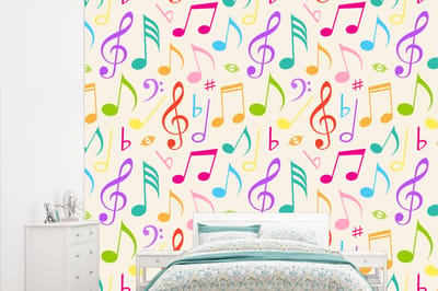 Behang - Fotobehang Muziek - Patronen - Regenboog - Breedte 315 cm x hoogte 260 cm