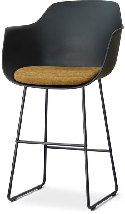 Nolon Nino-Liz barkruk zwart met mosgroen Zitkussen - zwart onderstel - 75 cm