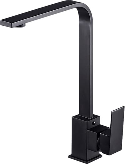 EDMONDO Zwarte Keukenkraan 8621a - Mengkraan - L-uitloop - Modern - Zwart - Wastafelkraan - Inclusief Aansluitmateriaal - Zwarte Kraan - met 10 cm lange adapter + Pop It sleutelhanger