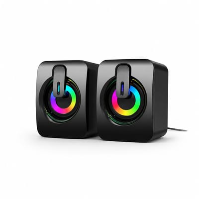 Gloovon® - Luidsprekers voor PC - RGB Verlichting - Plug & Play - 3.5mm Audio Kabel - Zwart