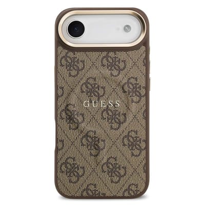 Guess Back Cover - iPhone 17 Air - Bruin - Magsafe PU Leather - 4G Classic Logo