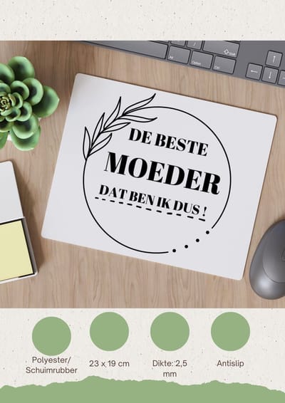 Akyol - de beste moeder dat ben ik dus Muismat - Moeder - mama - moeder cadeautjes - moederdag - verjaardag - geschenk - kado - 23 bij 19 cm