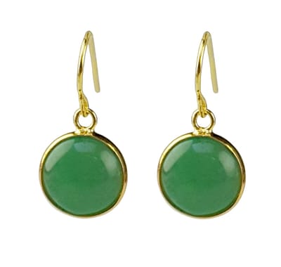 Edelstenen oorbellen Green Aventurine Gold Round - oorhangers - groen - goud - aventurien - edelstaal - luxe sieraden zakje - edelstenen oorbellen dames - groene oorbellen