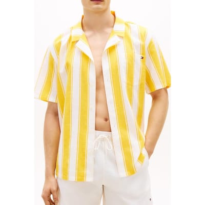 Tommy Hilfiger Woven Bowling Shirt Summer Stripe Sunshower Taglia: S | Camicie Casual Outlet | Uomo