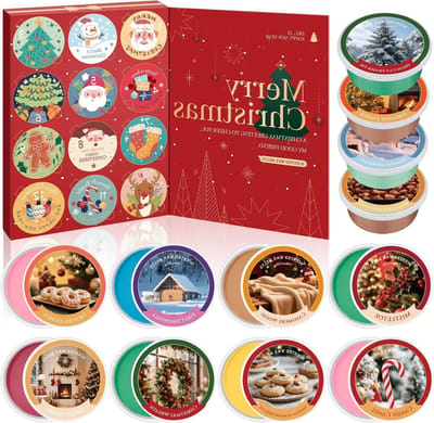 Geuroliën voor Geurstokjes, Kerstgeuren Wax Melts, 12 Stuks Adventskalender, Geurkaarsen, Natuurlijke Soja, Huisdecoratie, Aromatherapie en Sfeervolle Geuren