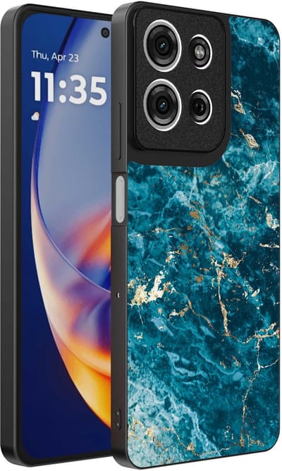 Geschikt voor Motorola Edge 50 Neo Telefoonhoesje met marmer opdruk - TPU backcover case blue marble design - Blauw - Smartphonica geschikt voor Motorola Edge 50 Neo