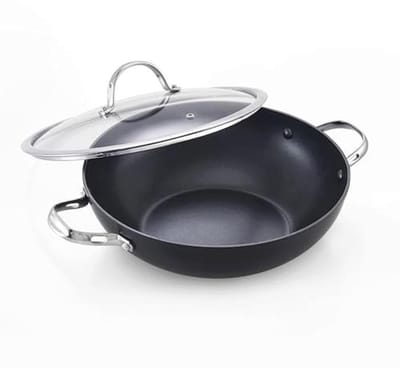 12-inch Harde Geanodiseerde Anti-aanbakpan met Deksel - Perfect voor Alle Doeleinden