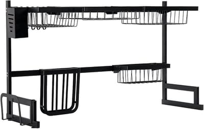 Keukenrek - Opbergrek Keuken - Afwas Droogrek - Antislip Ontwerp - 85x32x52cm - Zwart