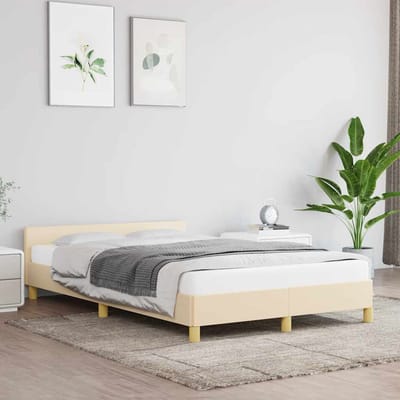 vidaXL - Bedframe - zonder - matras - 120x200 - cm - stof - crèmekleurig