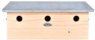 Houten horizontale nestkast met metalen dak voor vogels