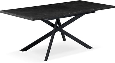Eettafel Uitschuifbaar - Keukentafel Hout - Gezellig Tafelen - Industrieel Design - 120-160 cm - Zwart
