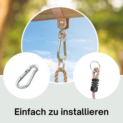 Touwladder Hout - Klimladder Hangladder - Buiten Spelen - Inclusief Karabijn - 10 Houten Sporten - Roze