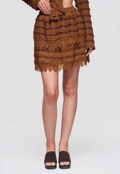 OMBRE Rok - Katoen - Effen - Rok Lichtbruin S/M