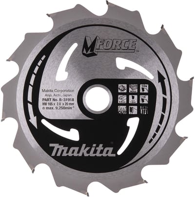 Makita Cirkelzaagblad voor Hout | Mforce | Ø 165mm Asgat 20mm 10T - B-31918