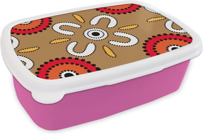 Broodtrommel Roze - Lunchbox - Brooddoos - Design - Bloemen - Stippen - 18x12x6 cm - Kinderen - Meisje