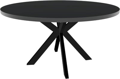 Eettafel rond - Eetkamertafel - Gezellig dineren - Duurzaam melamine blad - 150cm diameter - Zwart