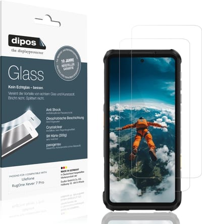 dipos – 2x Pantserfolie geschikt voor Ulefone RugOne Xever 7 Pro | 9H Screenprotector