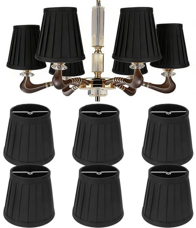 Allecto - Zwarte lampenkap - 6 Stuks - Moderne stoffen lampenkappen - E14 wandlamp - Kamer decoratie - Scandinavisch design - Ideaal voor thuis