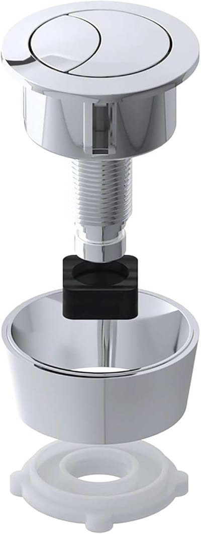 Toilet Spoelknop Set - Universele Knop - Toilet Reparatie - Dubbele Spoel Functie - Voor 20-60mm Gaten - Chroom Zilver