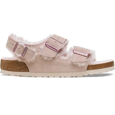 Damessandalen van suède leer Birkenstock Milano Shearling