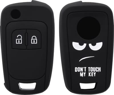 kwmobile autosleutel hoesje geschikt voor Opel Chevrolet 2-knops inklapbare autosleutel - Autosleutel behuizing in wit / zwart - Don't Touch My Key design